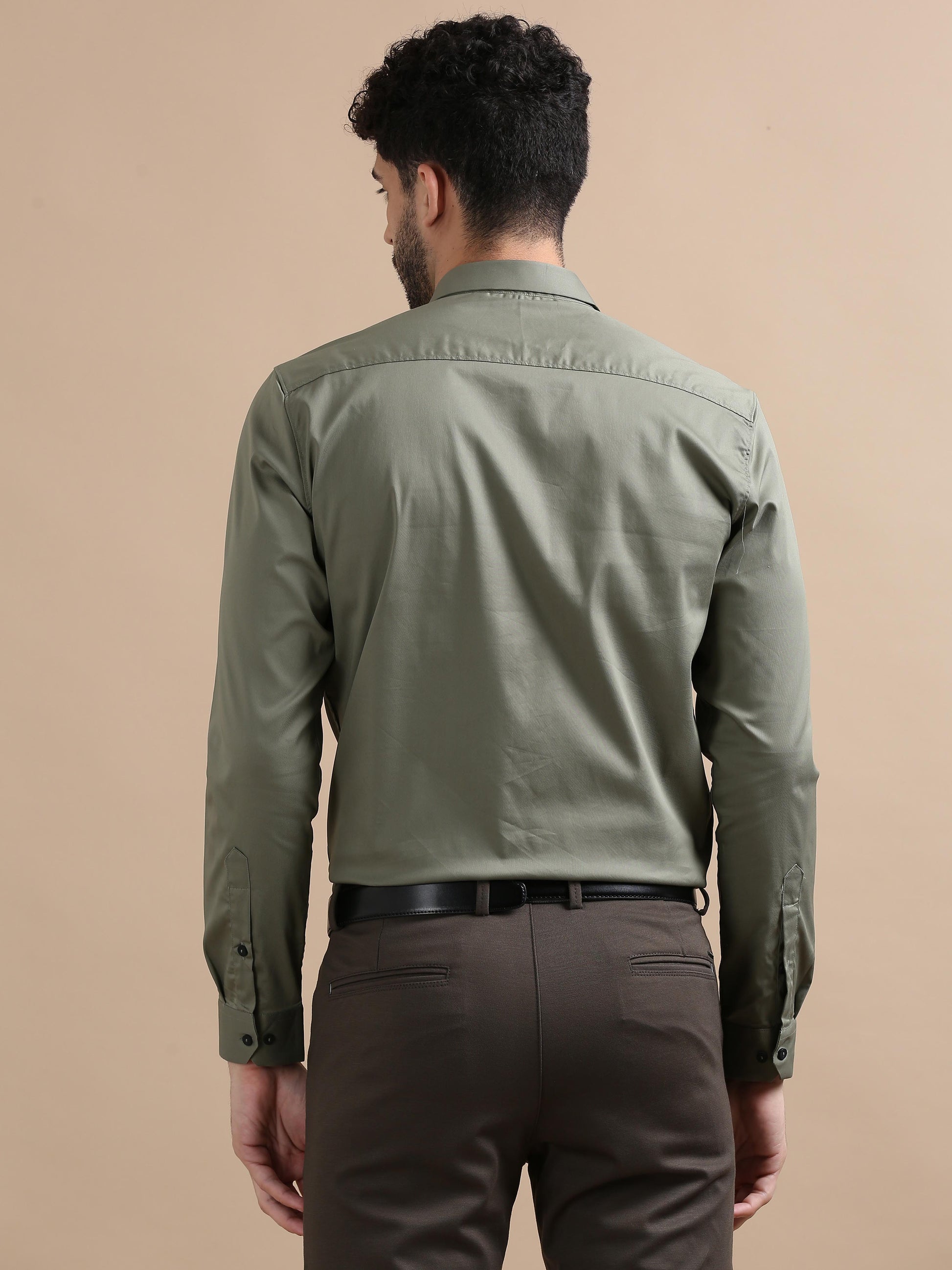 Buy Glitz wear Long Sleeves Solid Olive Green Shirt for Men Buy Glitz wear Long Sleeves Solid Olive Green Shirt for Men
