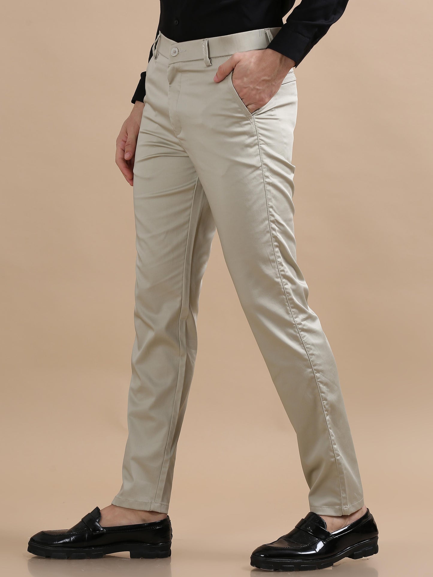 Lustre Light Cream Stretchable Trouser