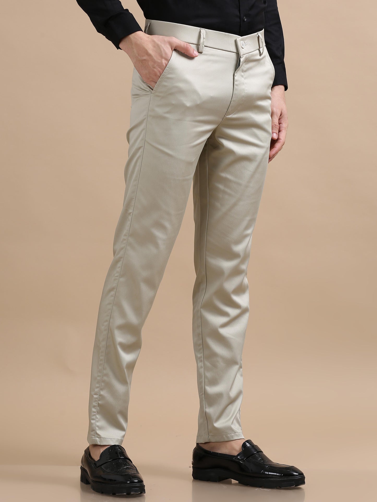 Lustre Light Cream Stretchable Trouser