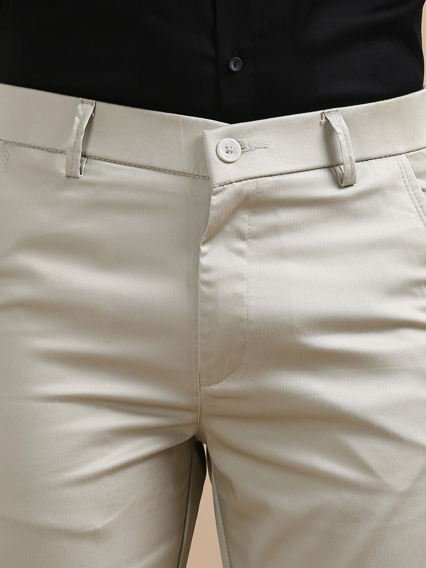 Lustre Light Cream Stretchable Trouser