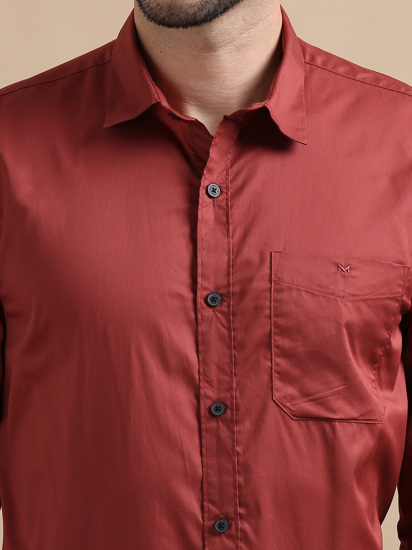 Celesita Brick Red Solid Shirt for Men