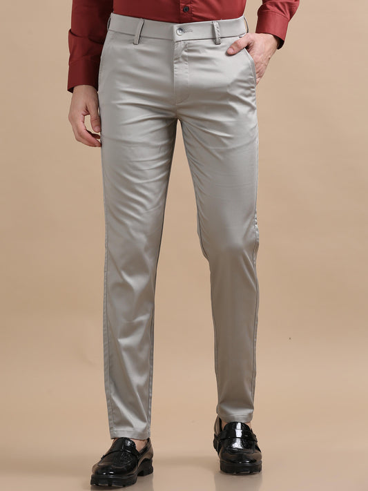 Lustre Light Grey Stretchable Trouser