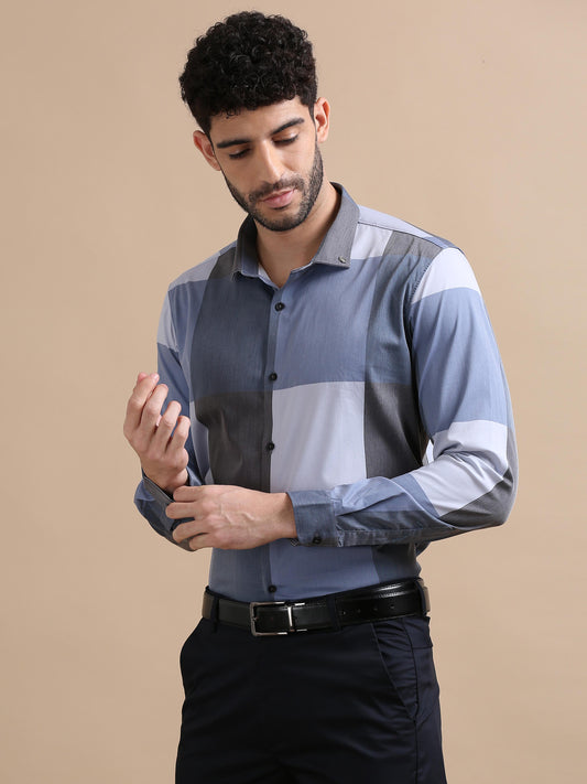 Prestige Mens Grey Check Shirt