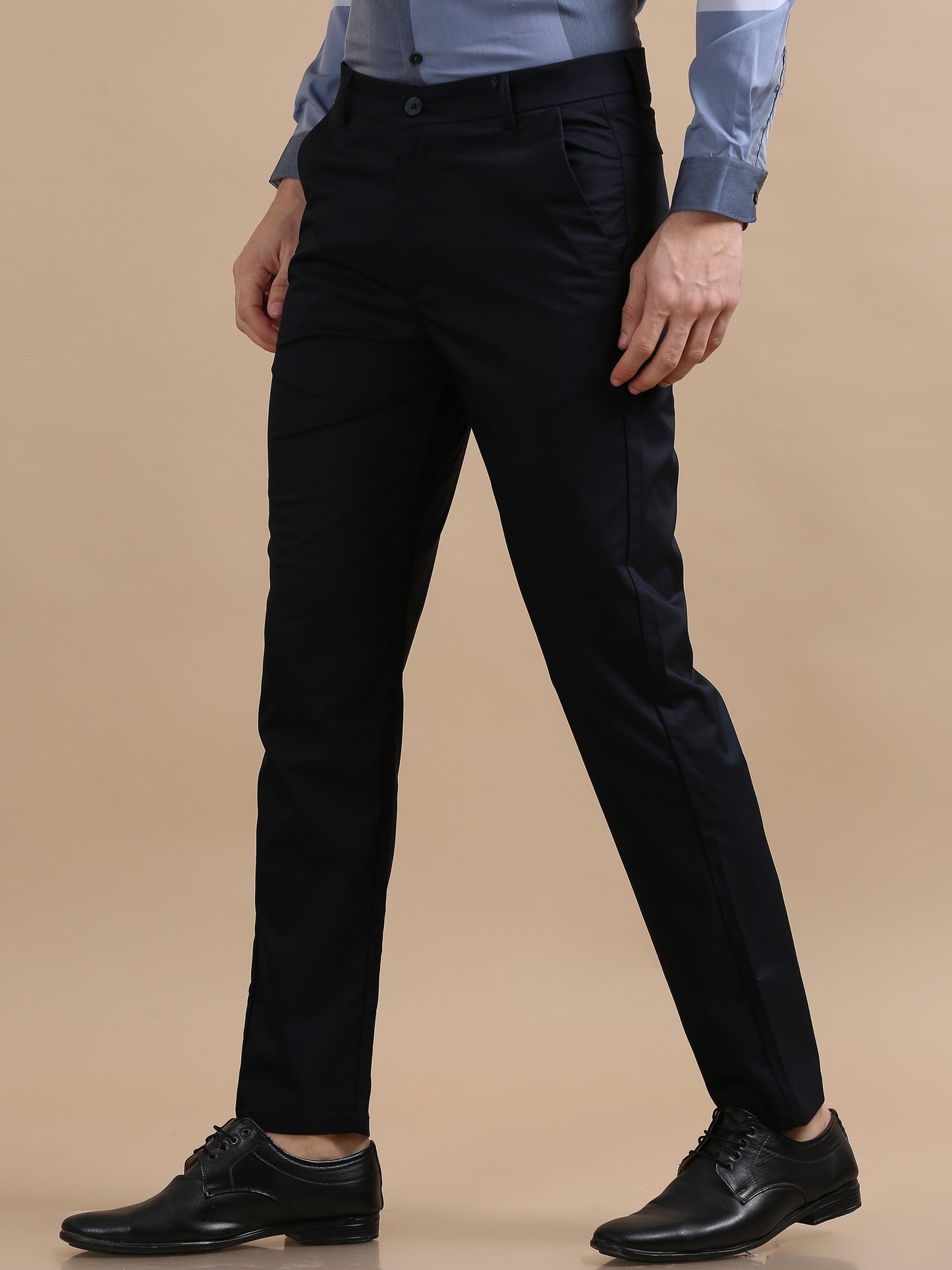 Jetsetter Navy Blue Shiny Finish Trouser