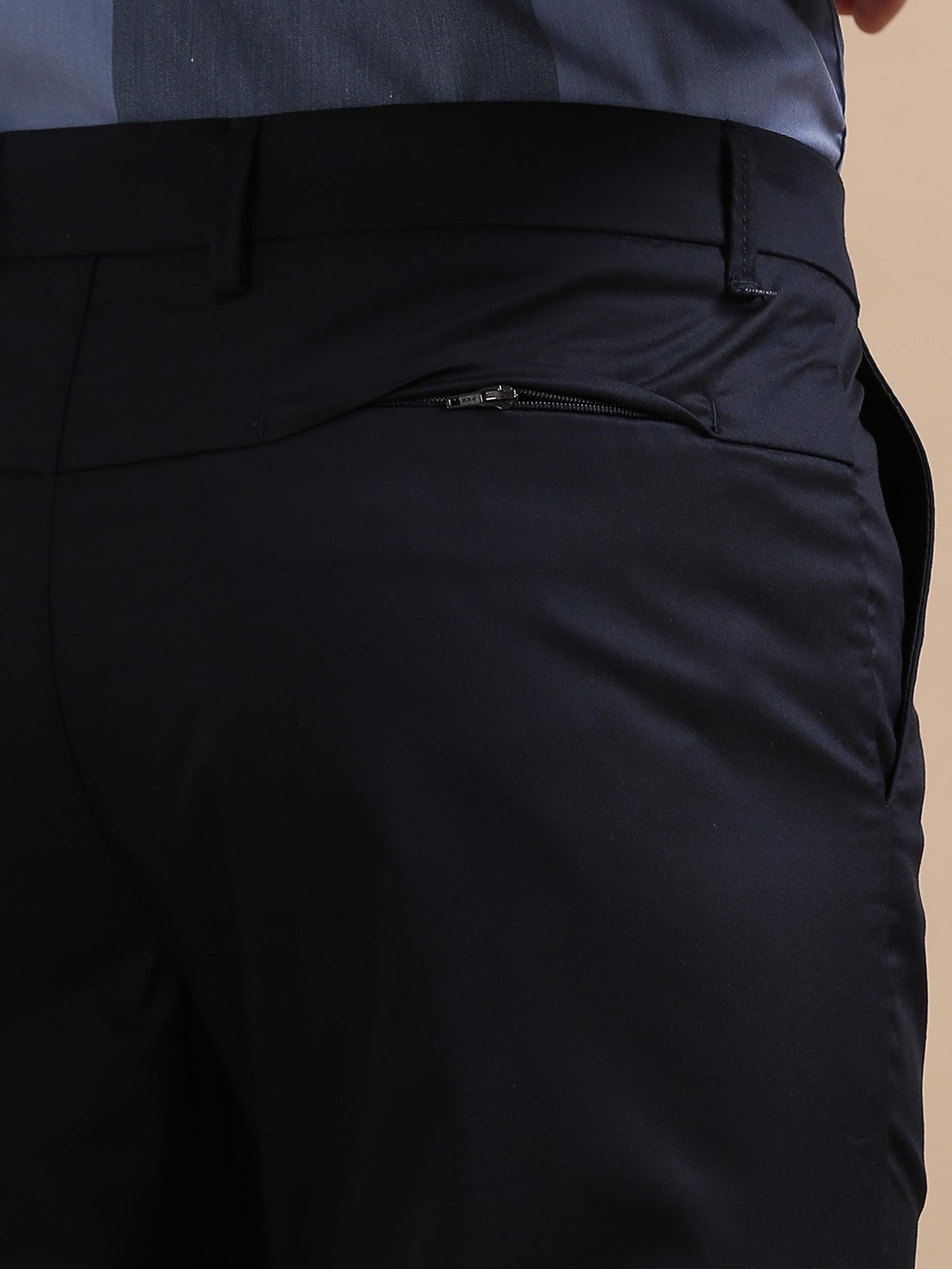 Jetsetter Navy Blue Shiny Finish Trouser