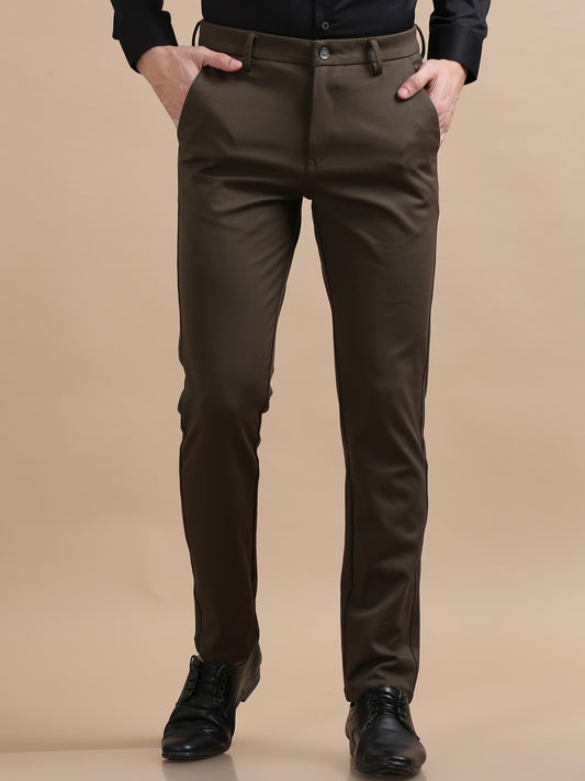  Flexure Pure Brown Chino Pants For Men 