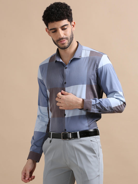 Prestige Blue Checks Shirt For Men