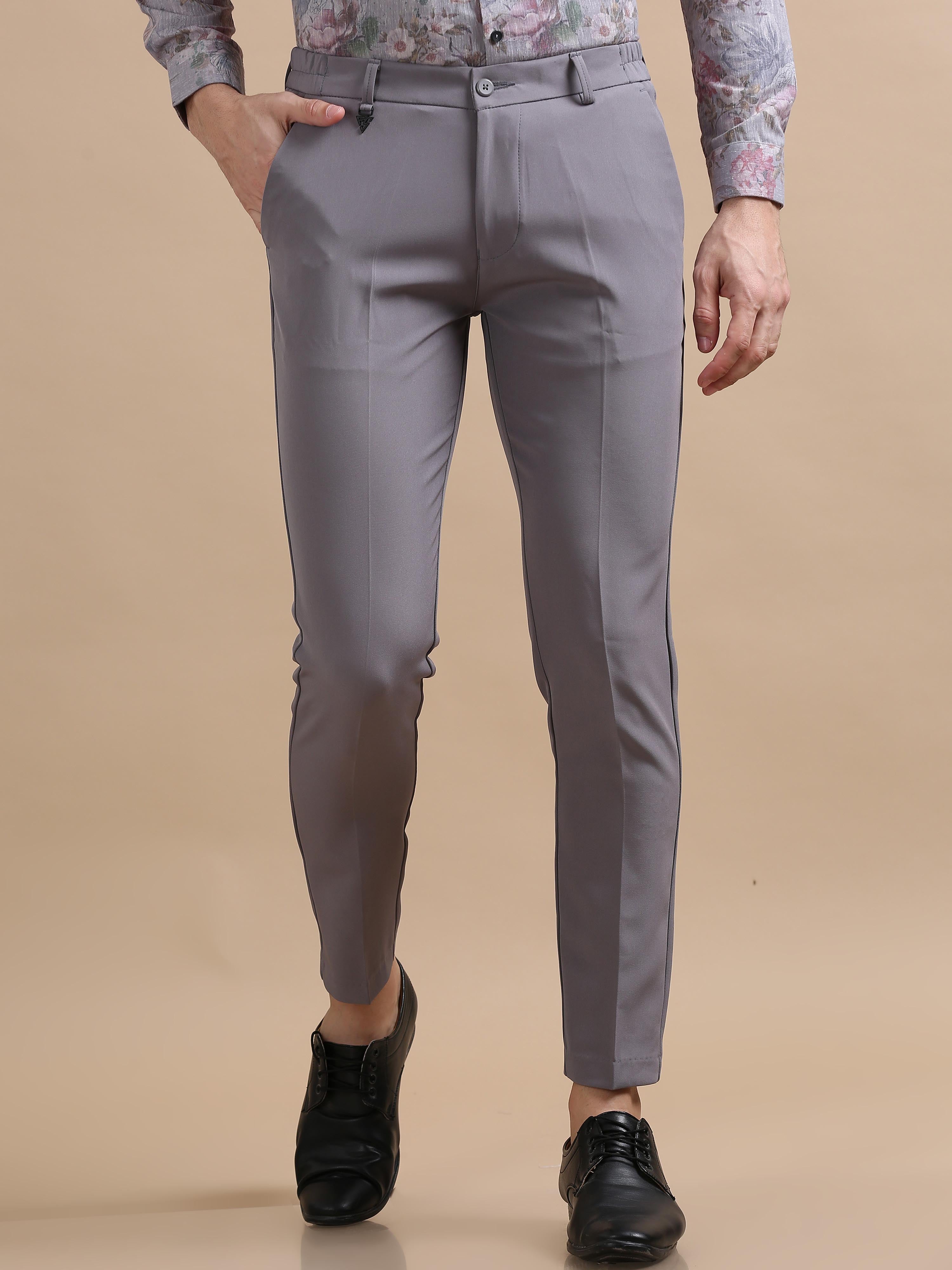 Shop Featufle 4 Way Dark Grey Chinos For Men Online