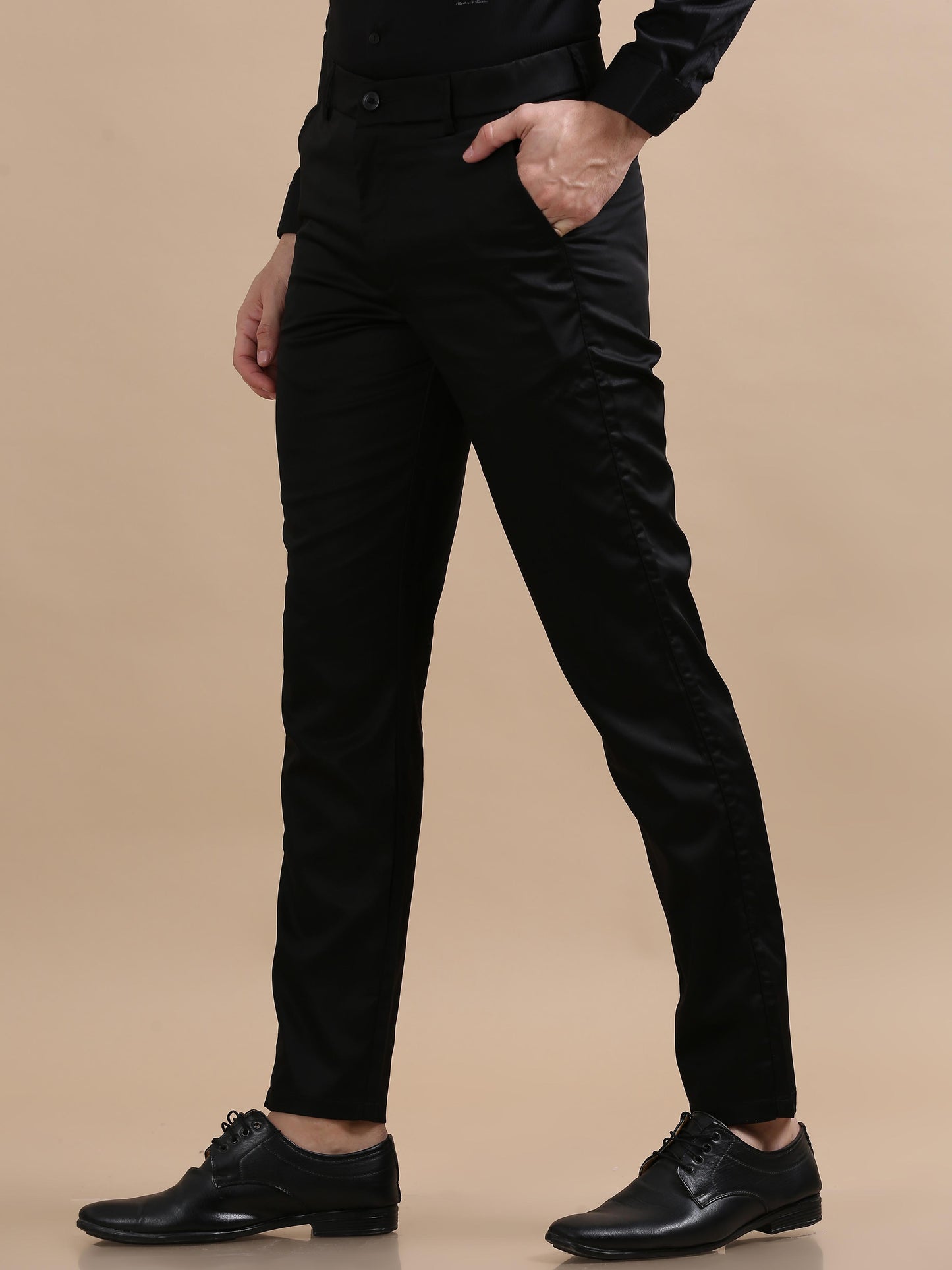 Lustre Dark Black Stretchable Trouser