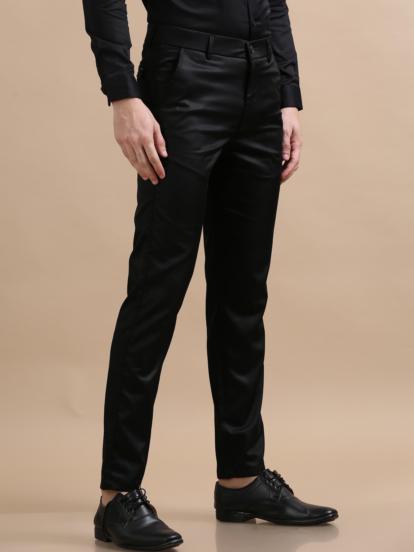 Lustre Dark Black Stretchable Trouser