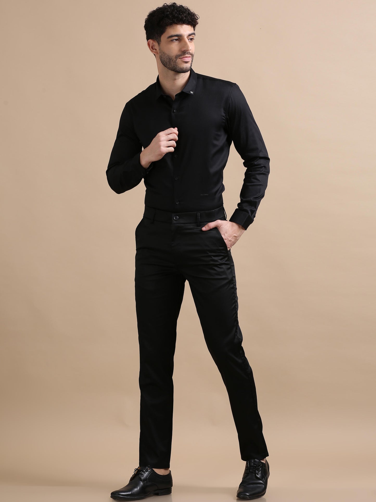 Lustre Dark Black Stretchable Trouser