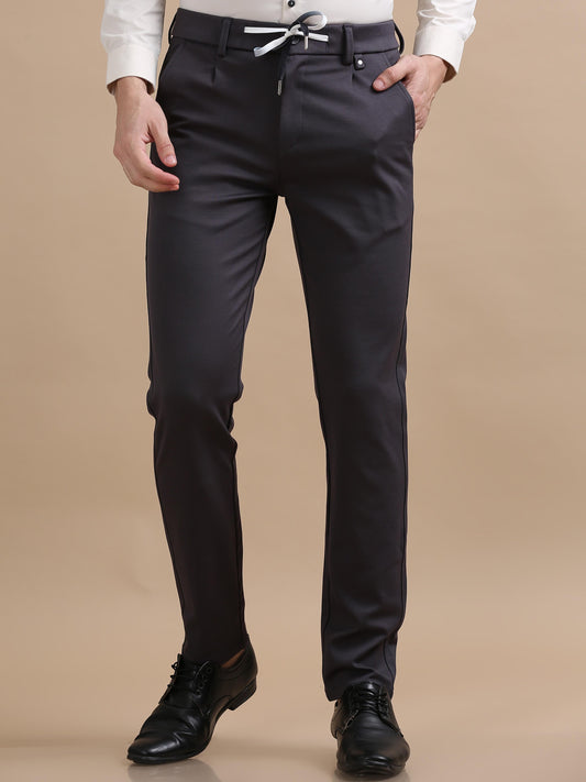 Eterno Dark Grey Casual Pants For Men 