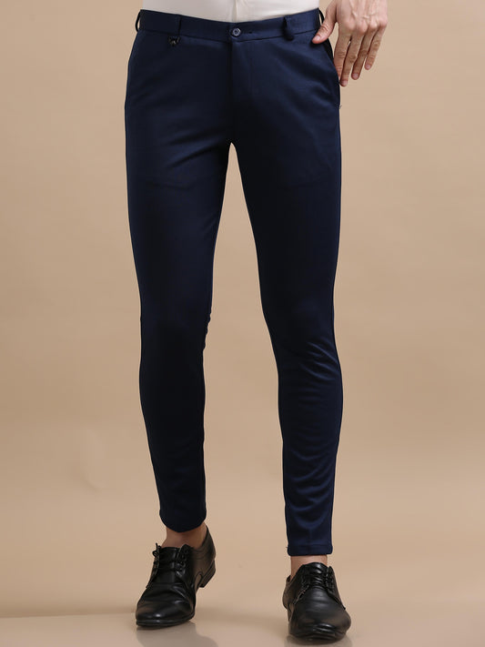  Dapper Sense Navy Blue Chinos For Men