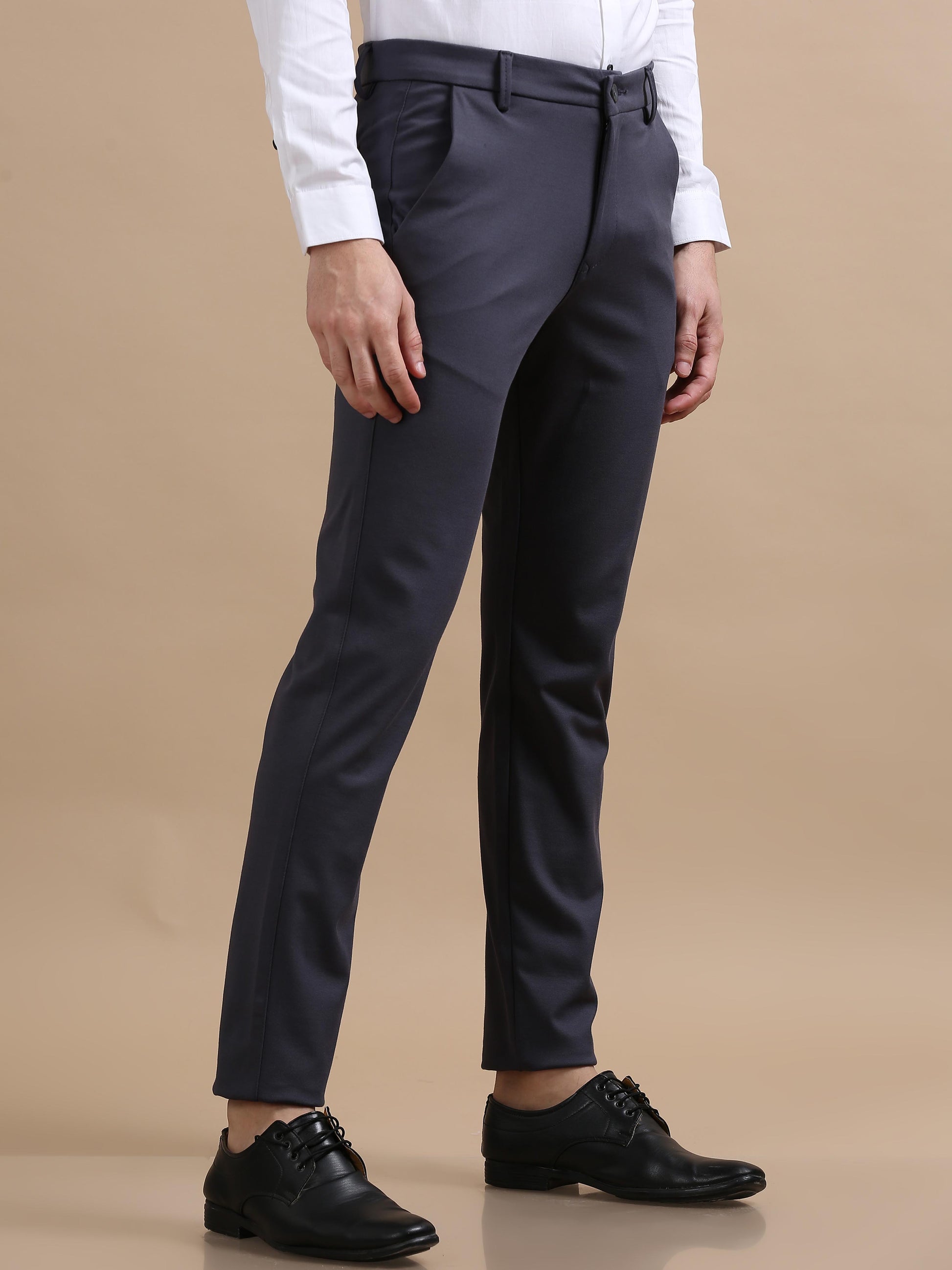 Flexi Fusion 4 Way Dark Grey Chinos for Men 