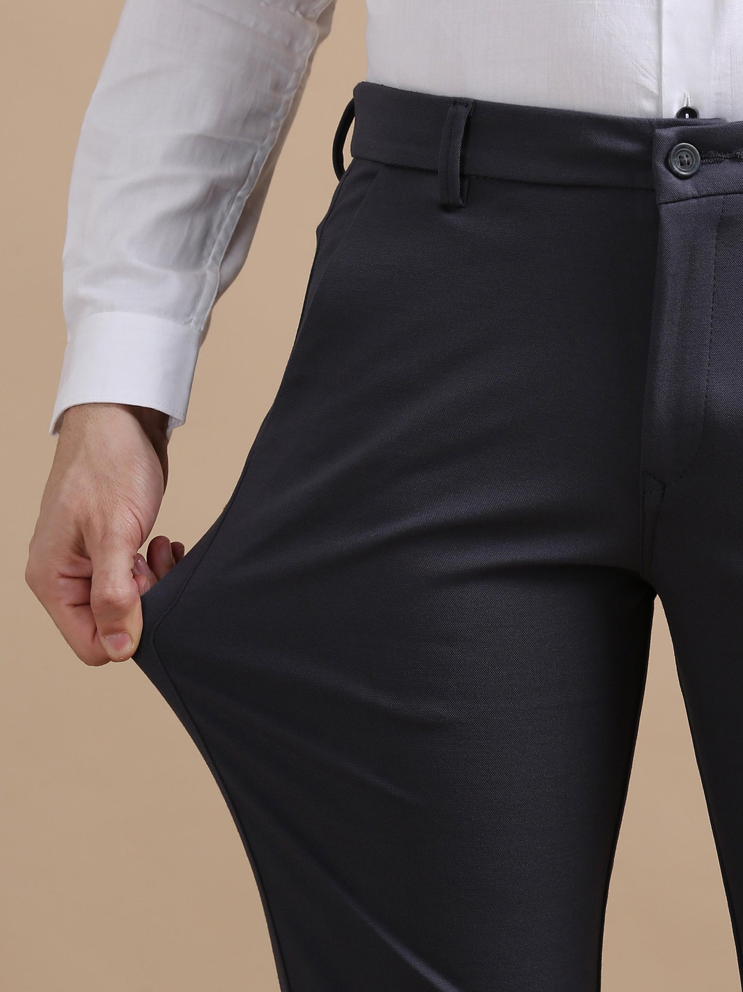 Flexi Fusion 4 Way Dark Grey Chinos for Men 