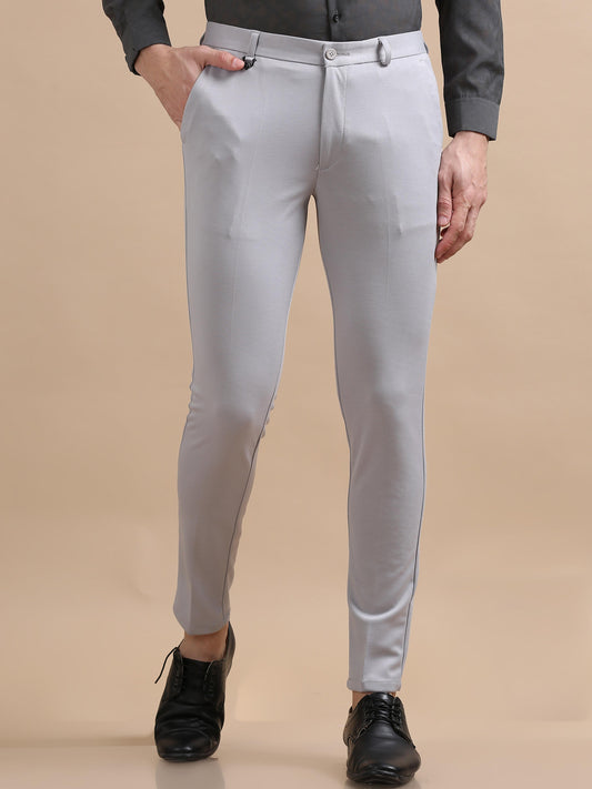 Dapper Sense Light Grey Chinos For Men 