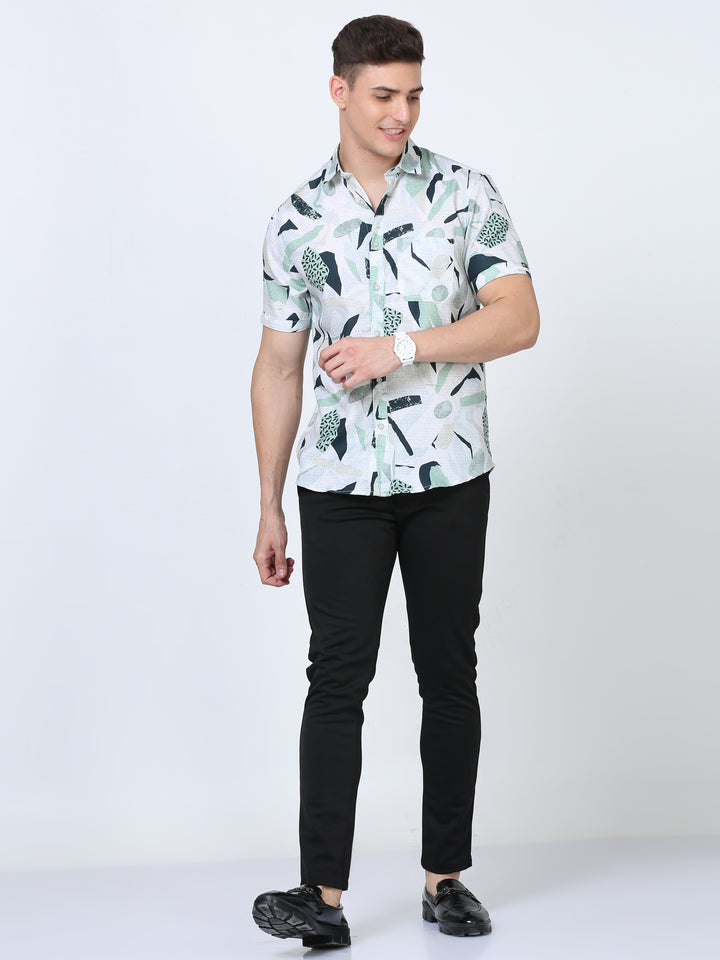 Green Abstract Print Shirt for Men at Great Price