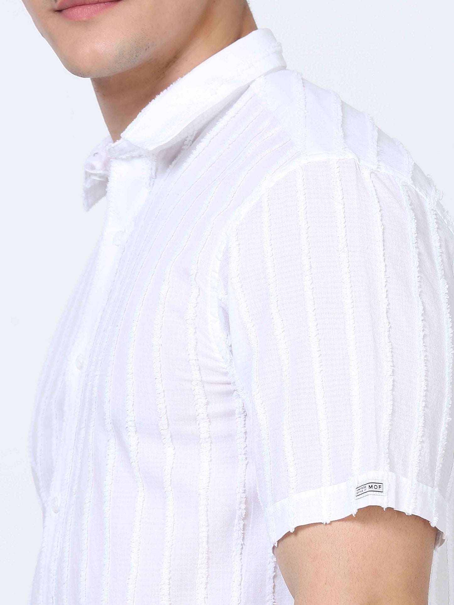 Modern White Thread Cut Dobby Shirt