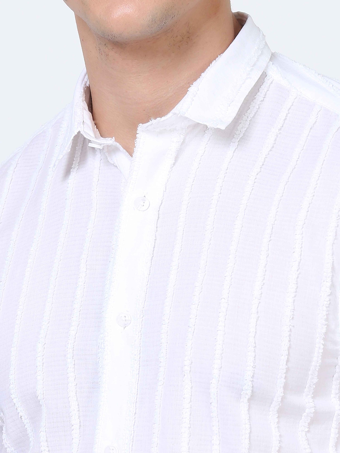 Modern White Thread Cut Dobby Shirt