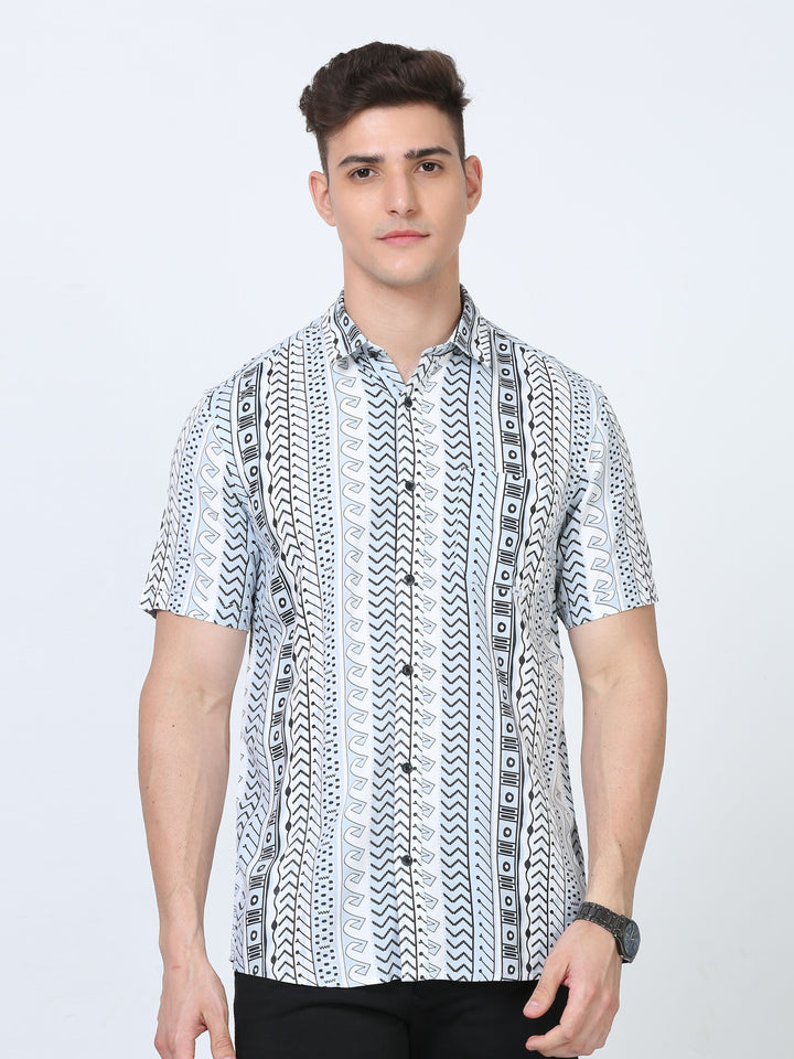 Rayon cotton  print casual shirt