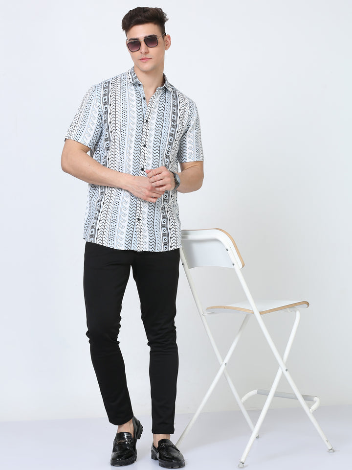 Rayon cotton  print casual shirt