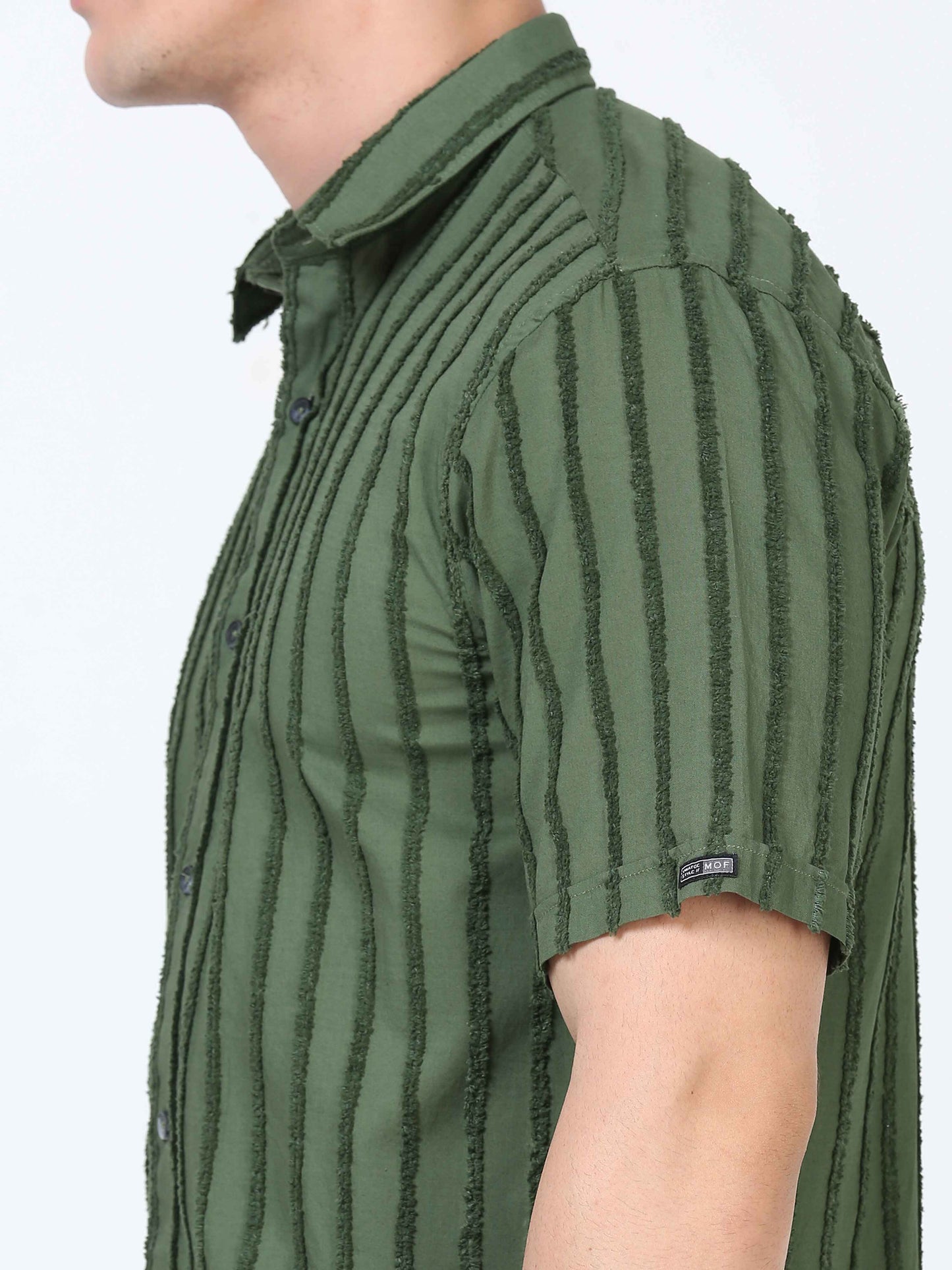 Modern Green Thread Cut Dobby Shirt