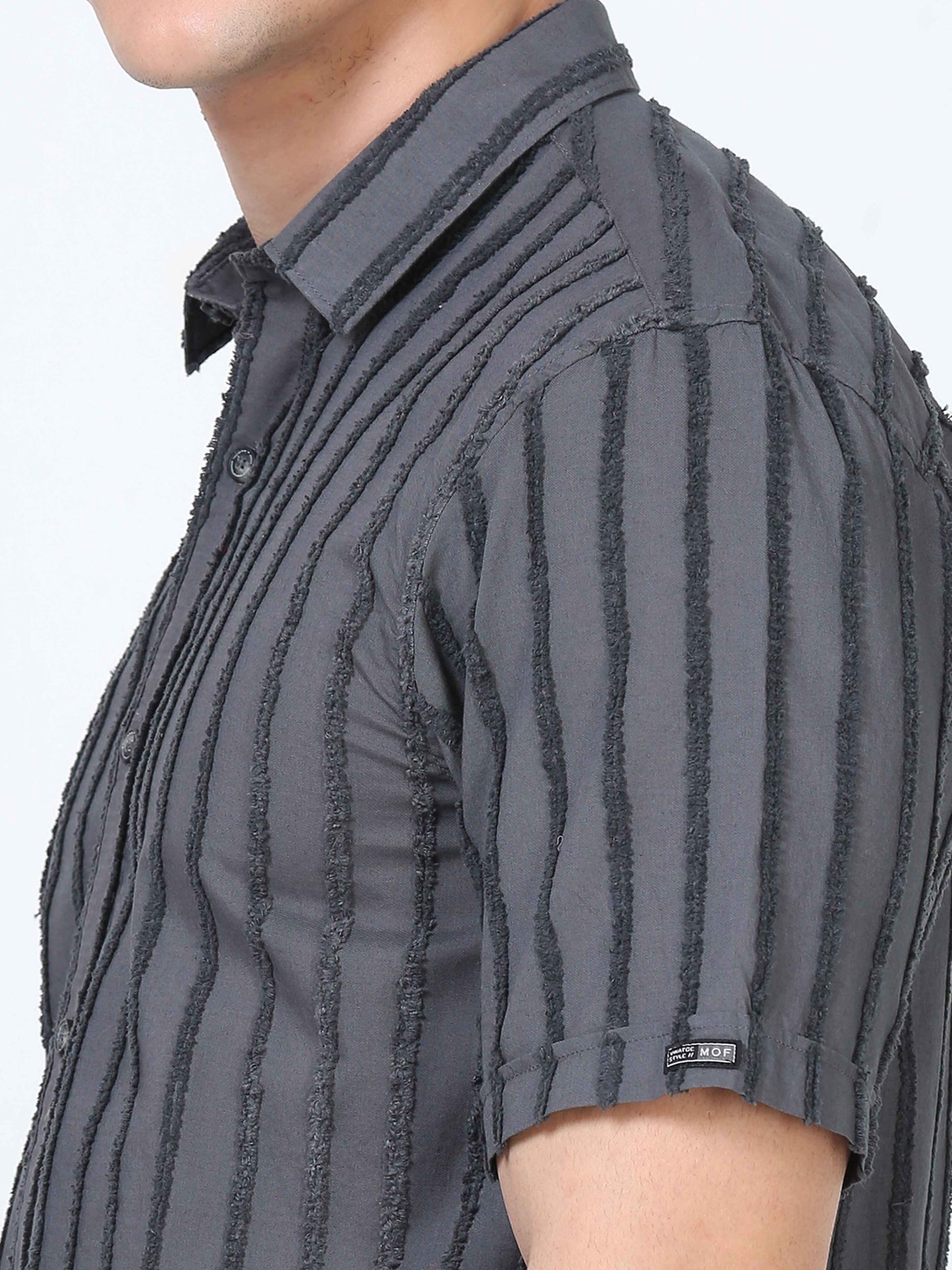 Modern Grey Thread Cut Dobby Shirt