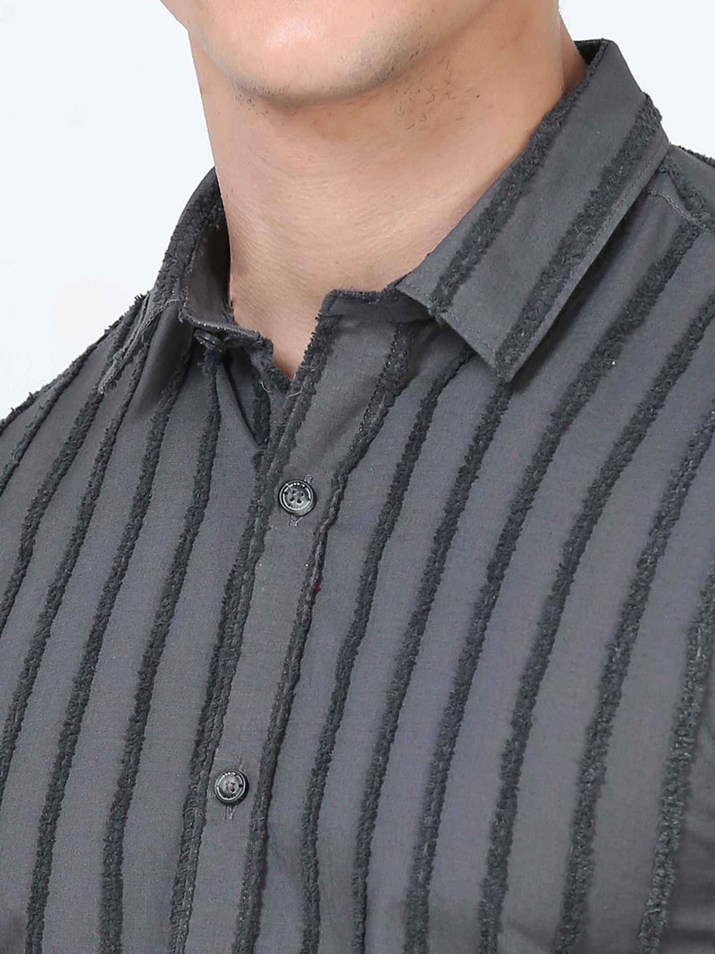 Modern Grey Thread Cut Dobby Shirt