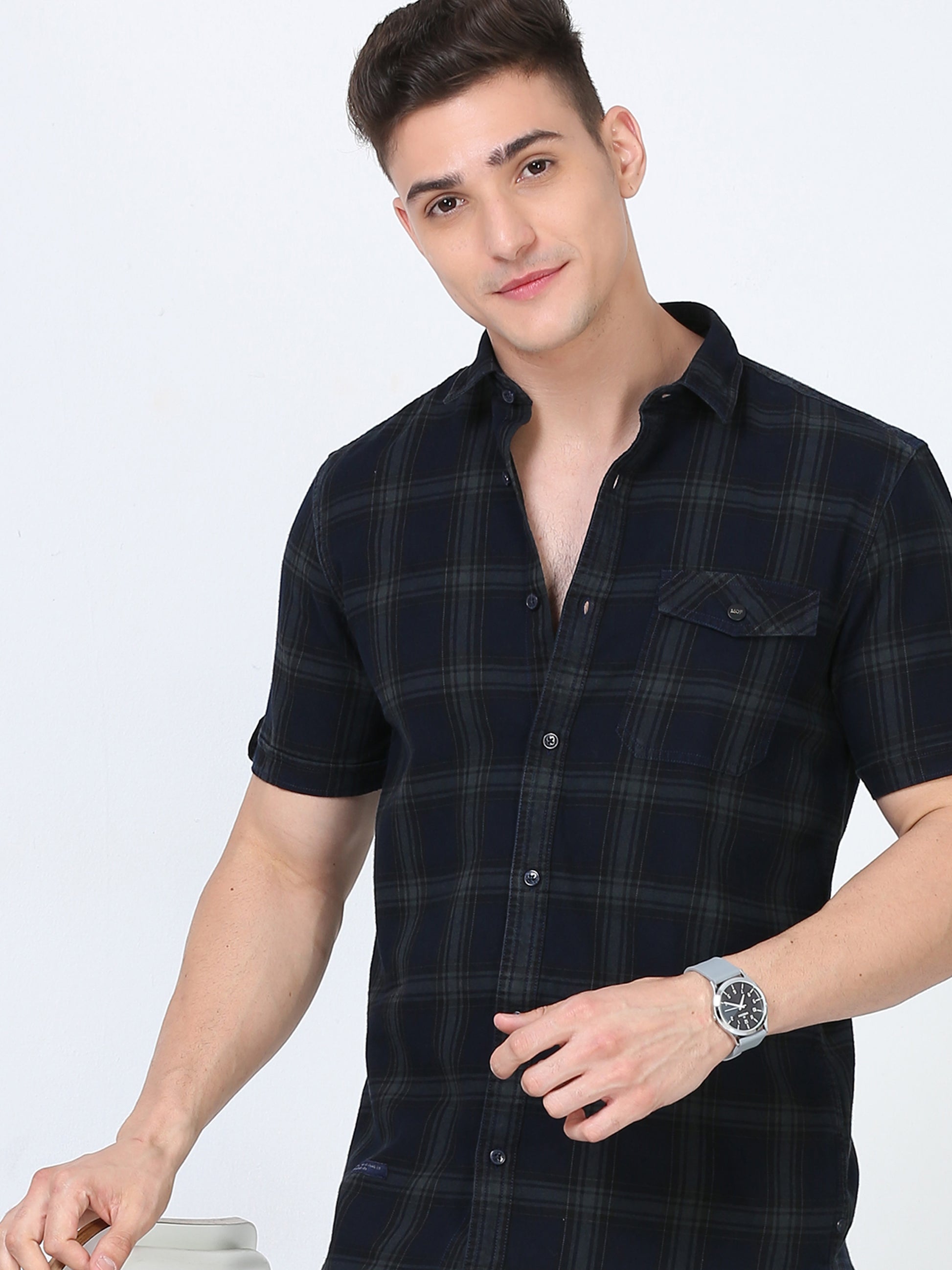 Twill  Indigo Check Casual shirt