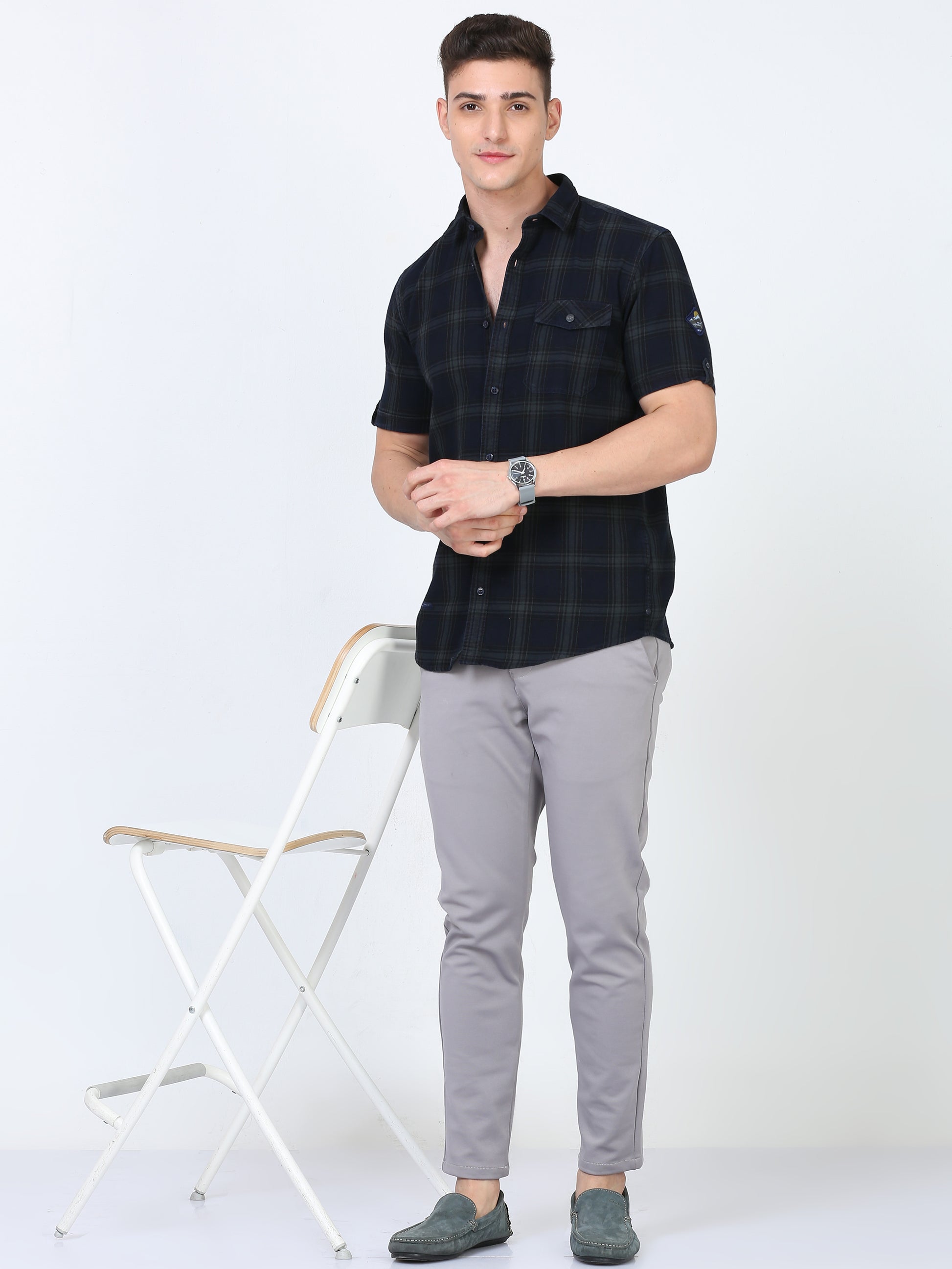 Twill  Indigo Check Casual shirt