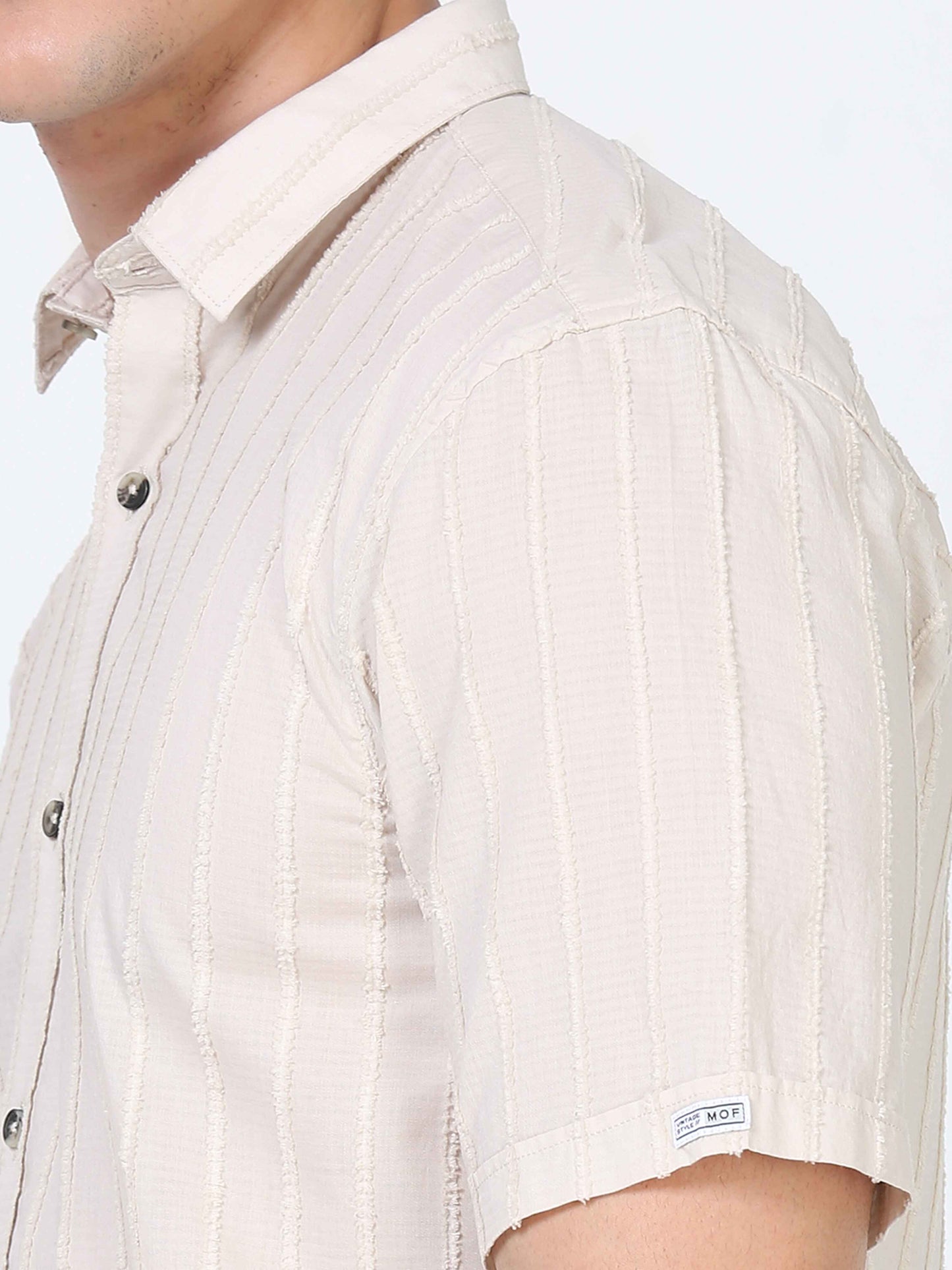 Modern Cream Thread Cut Dobby Shirt