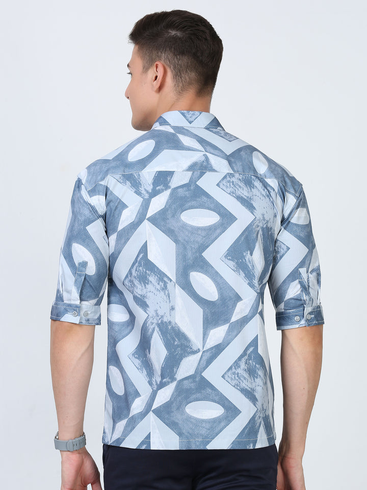 Chord weave print casual shirt