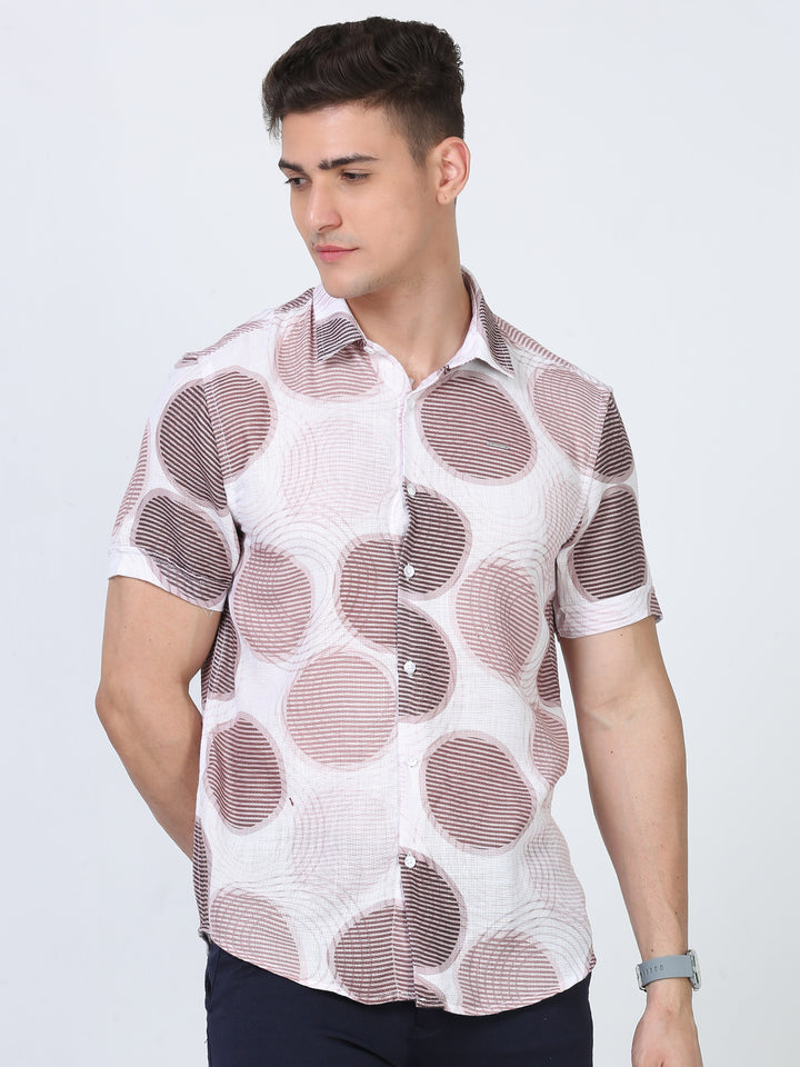 Lavender Geometric Print Shirt Mens at Great Price