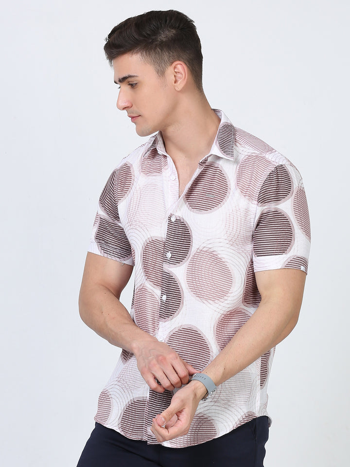 Matt weave printed casual shirt