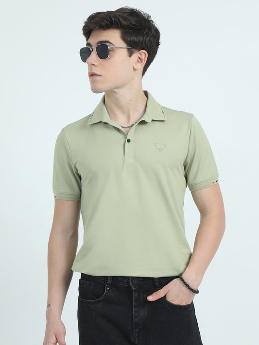 Pin Point Dobby Nylon Pista Polo T-Shirts For Men