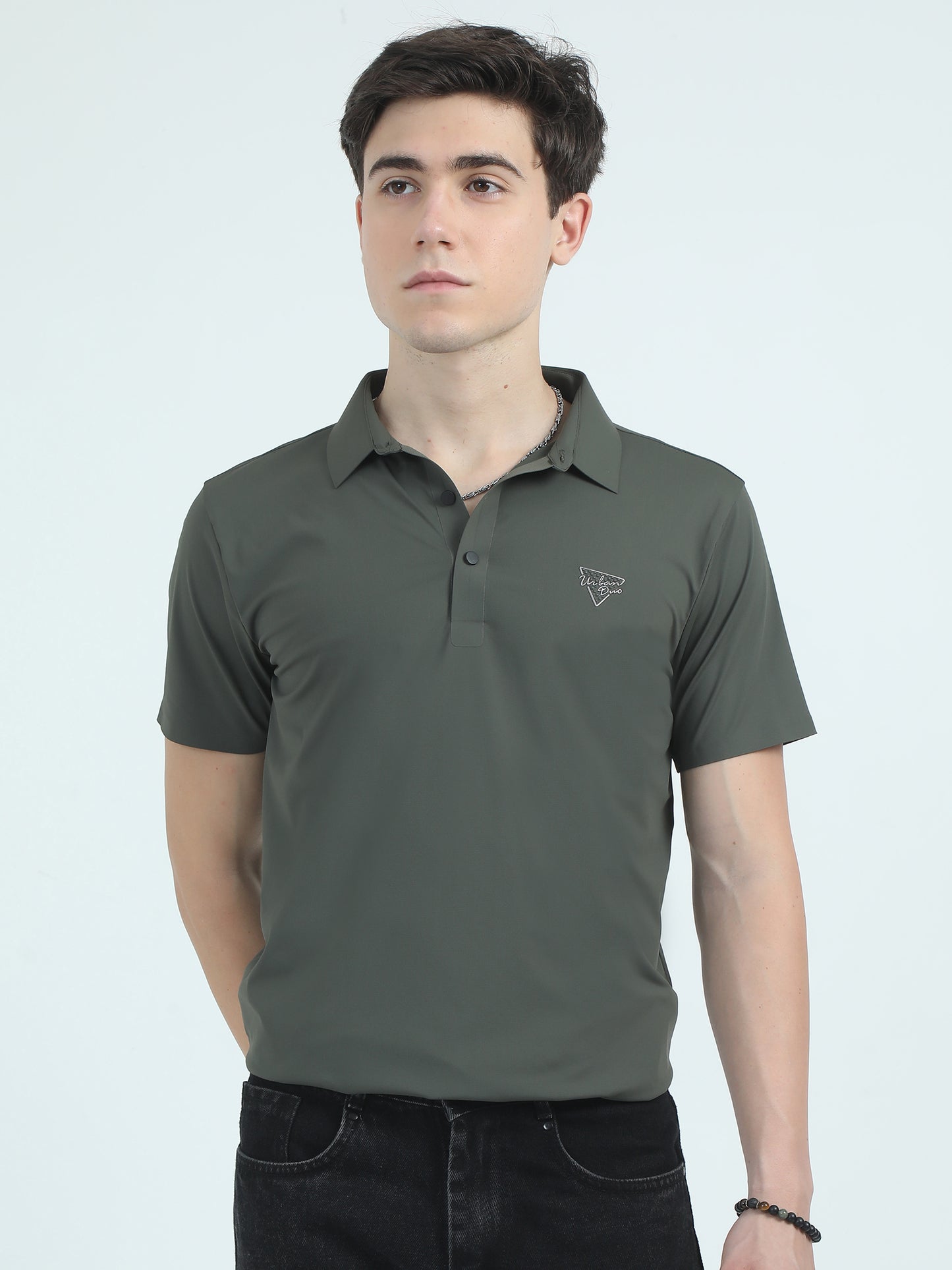 Jacquard Nylon Poly Polo T-Shirt - GREEN