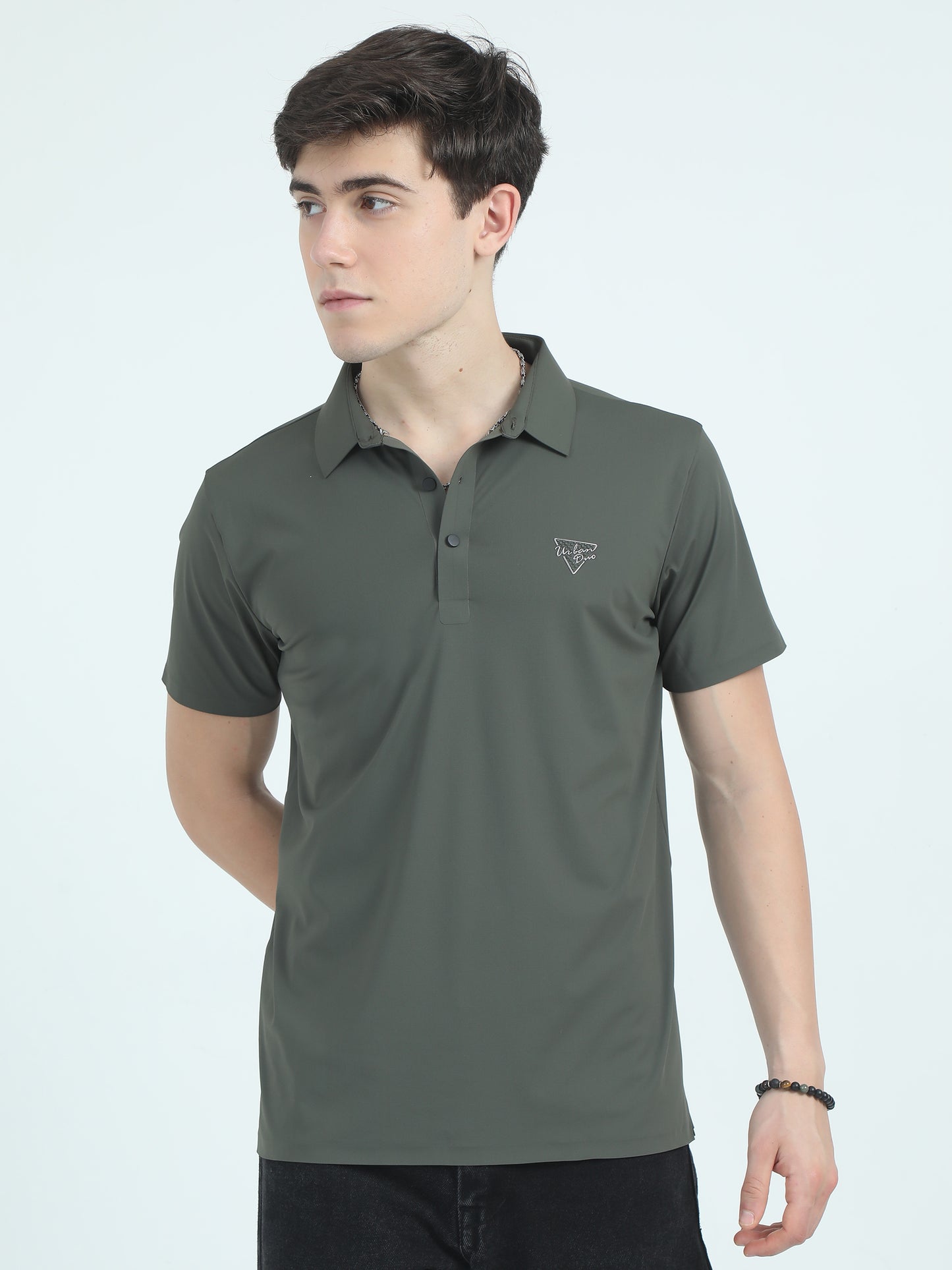 Jacquard Nylon Poly Polo T-Shirt - GREEN