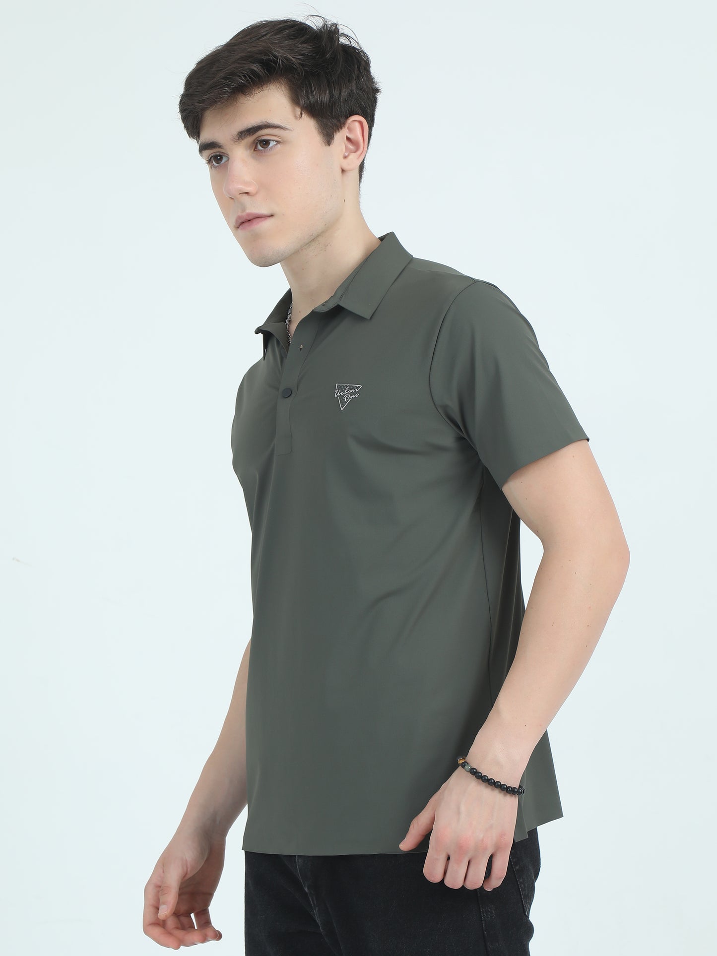 Jacquard Nylon Poly Polo T-Shirt - GREEN