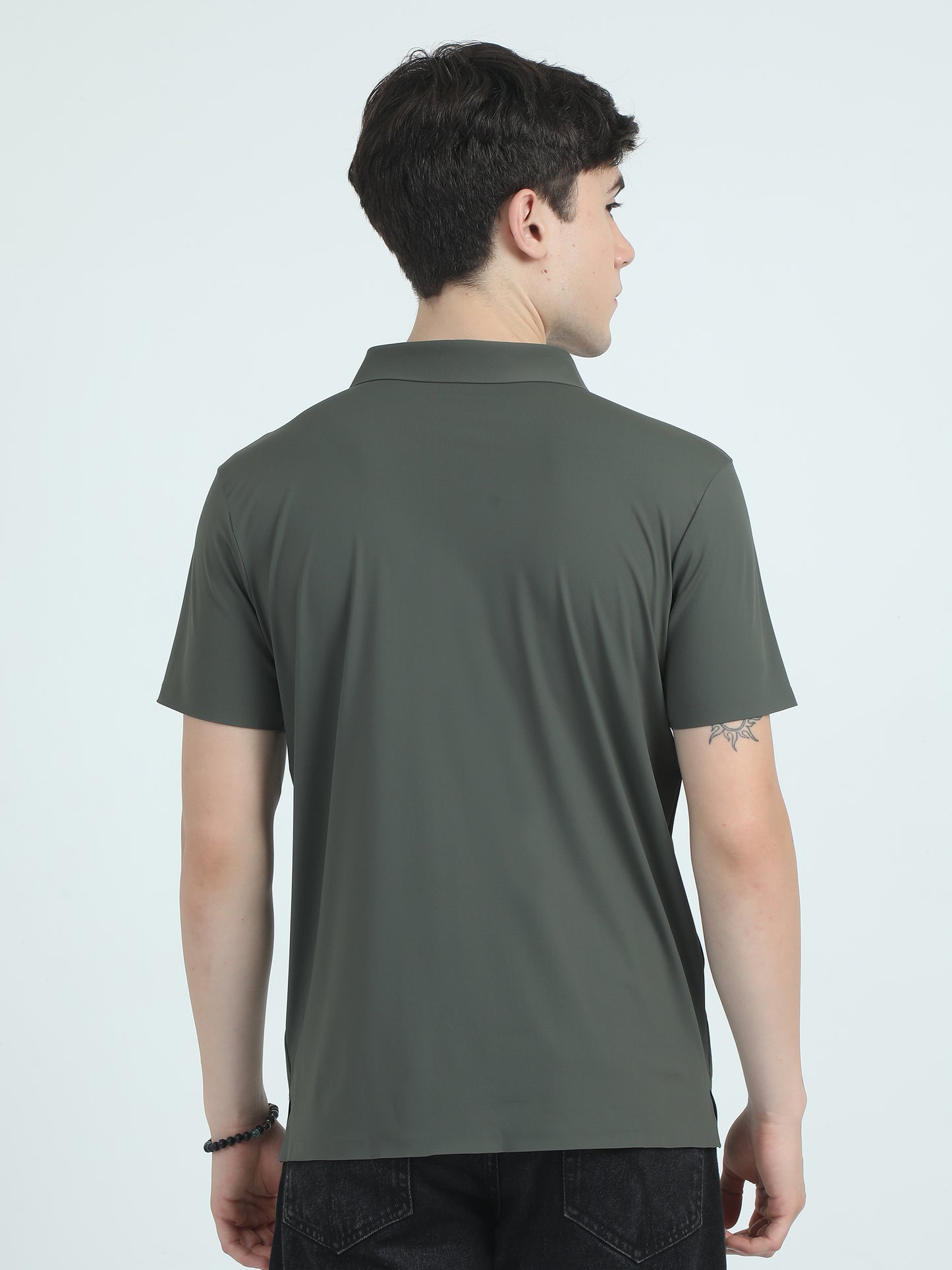 Jacquard Nylon Poly Polo T-Shirt - GREEN