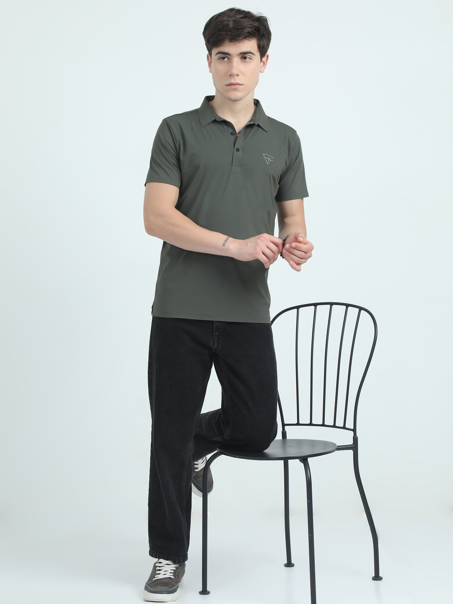 Jacquard Nylon Poly Polo T-Shirt - GREEN