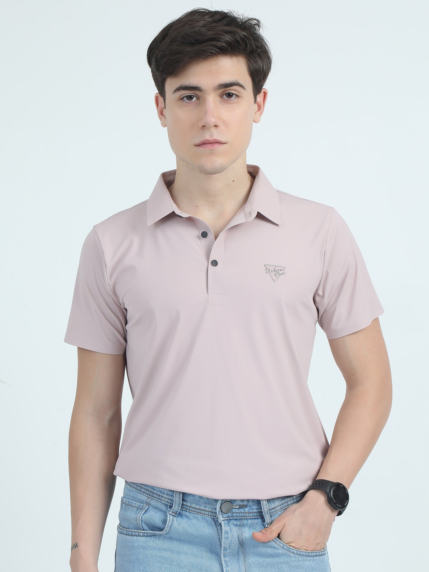 Seamless Pink Slim Fit Polo Tshirt