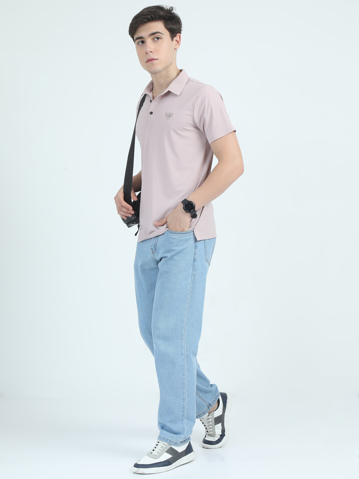 Seamless Pink Slim Fit Polo Tshirt