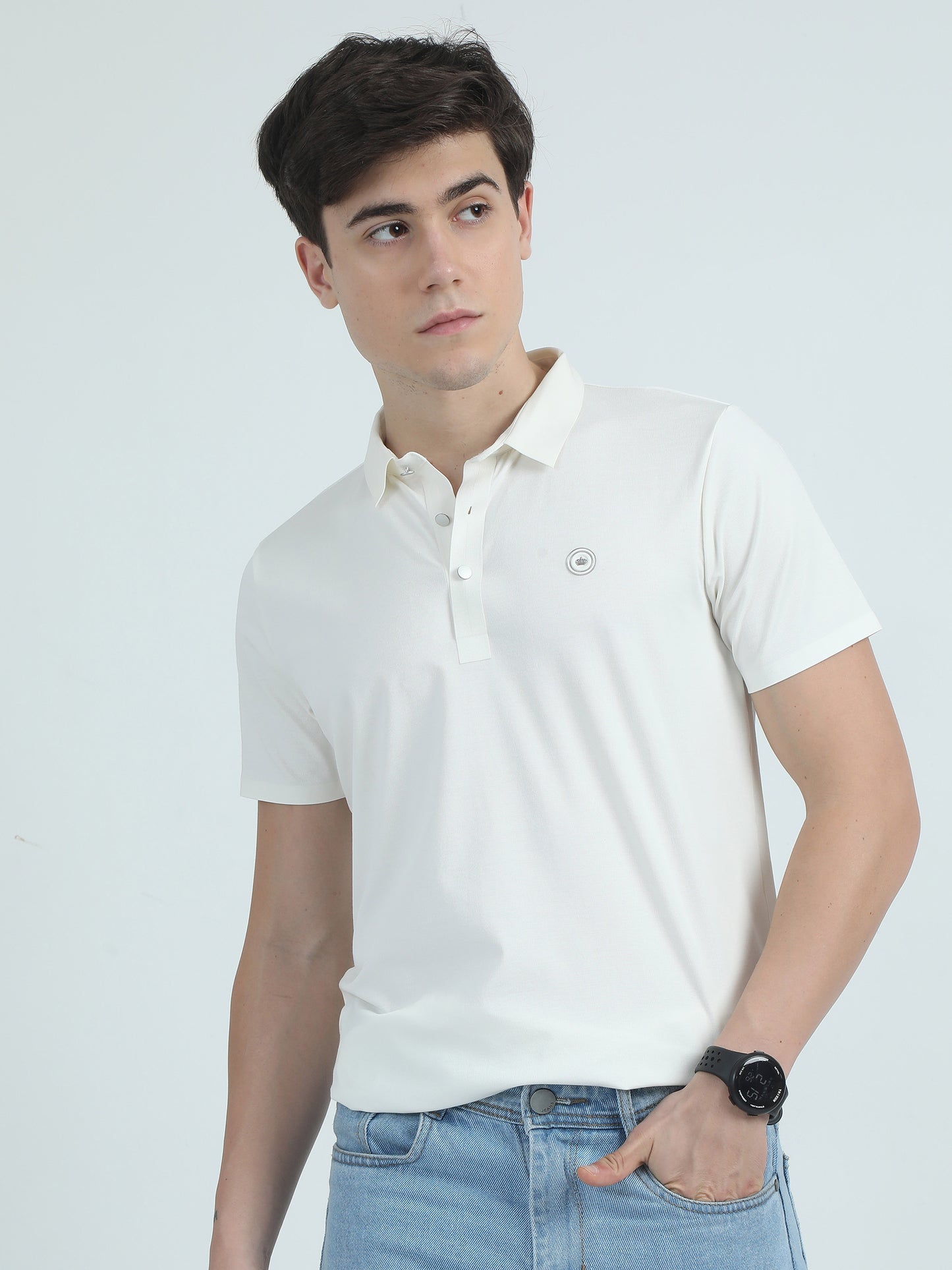 Seamless White Slim Fit Polo Tshirt