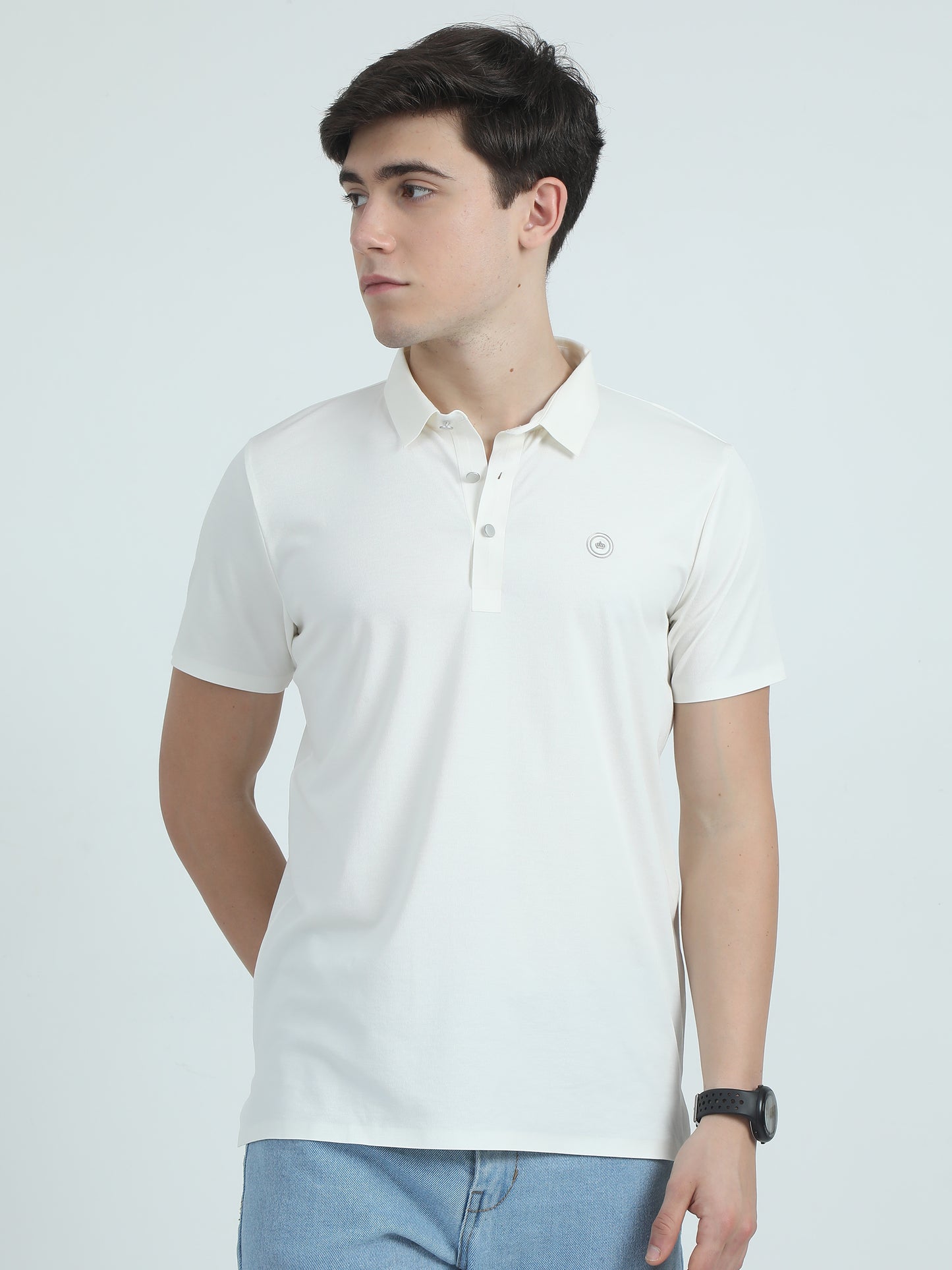 Seamless White Slim Fit Polo Tshirt