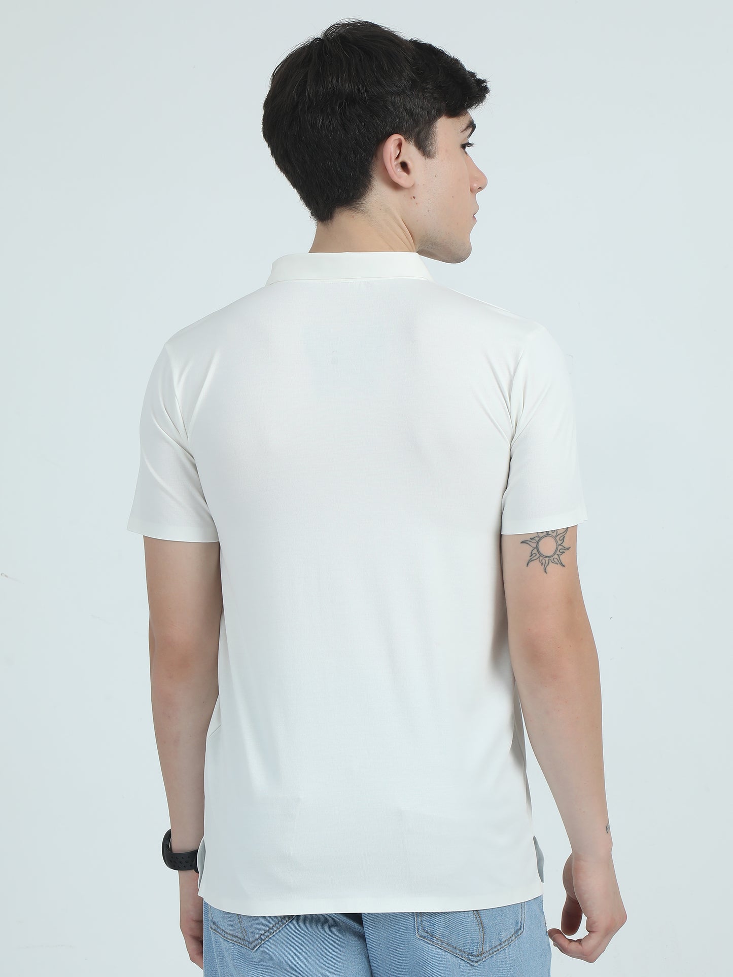 Seamless White Slim Fit Polo Tshirt