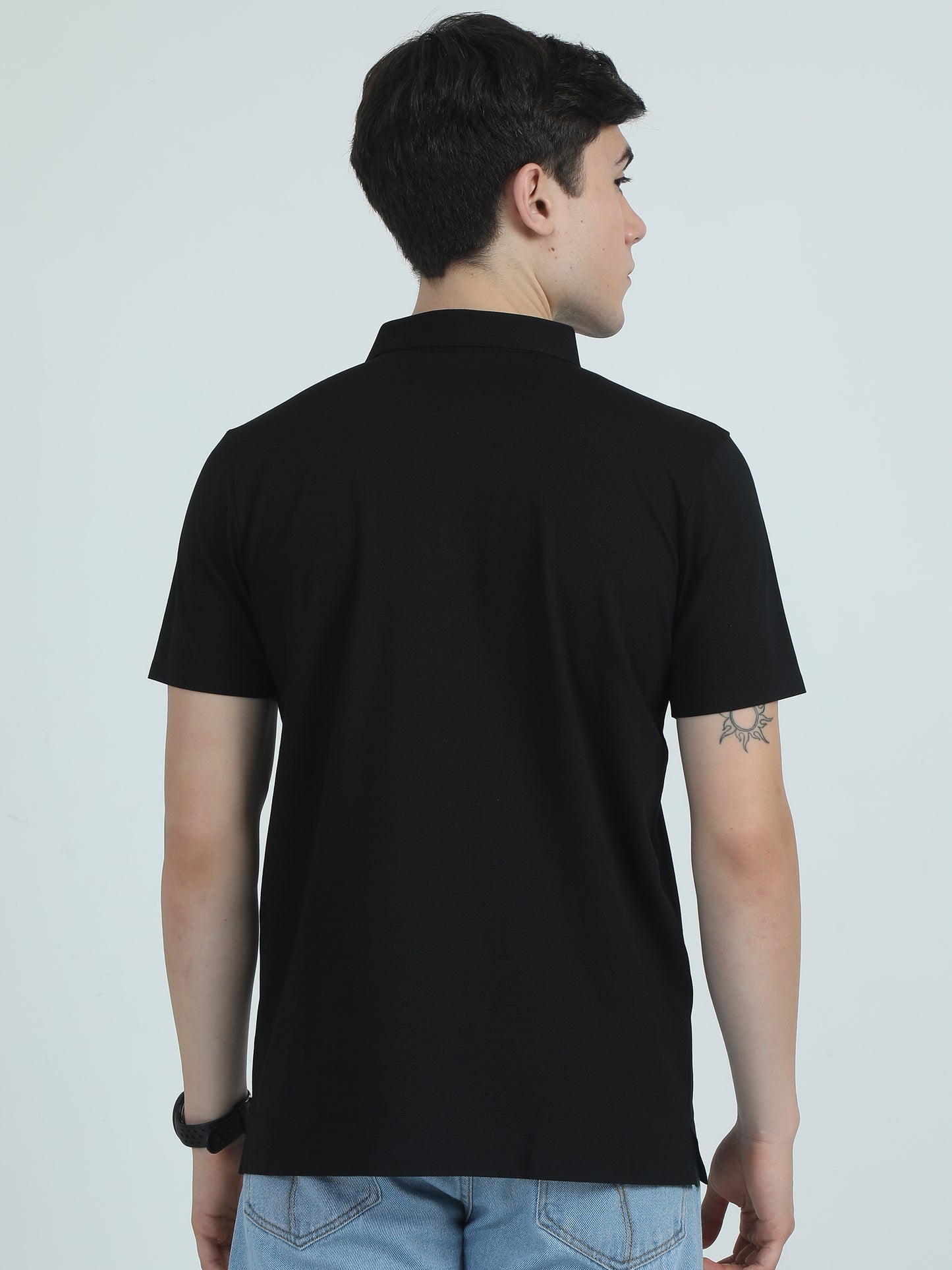 Seamless Black Slim Fit Polo Tshirt