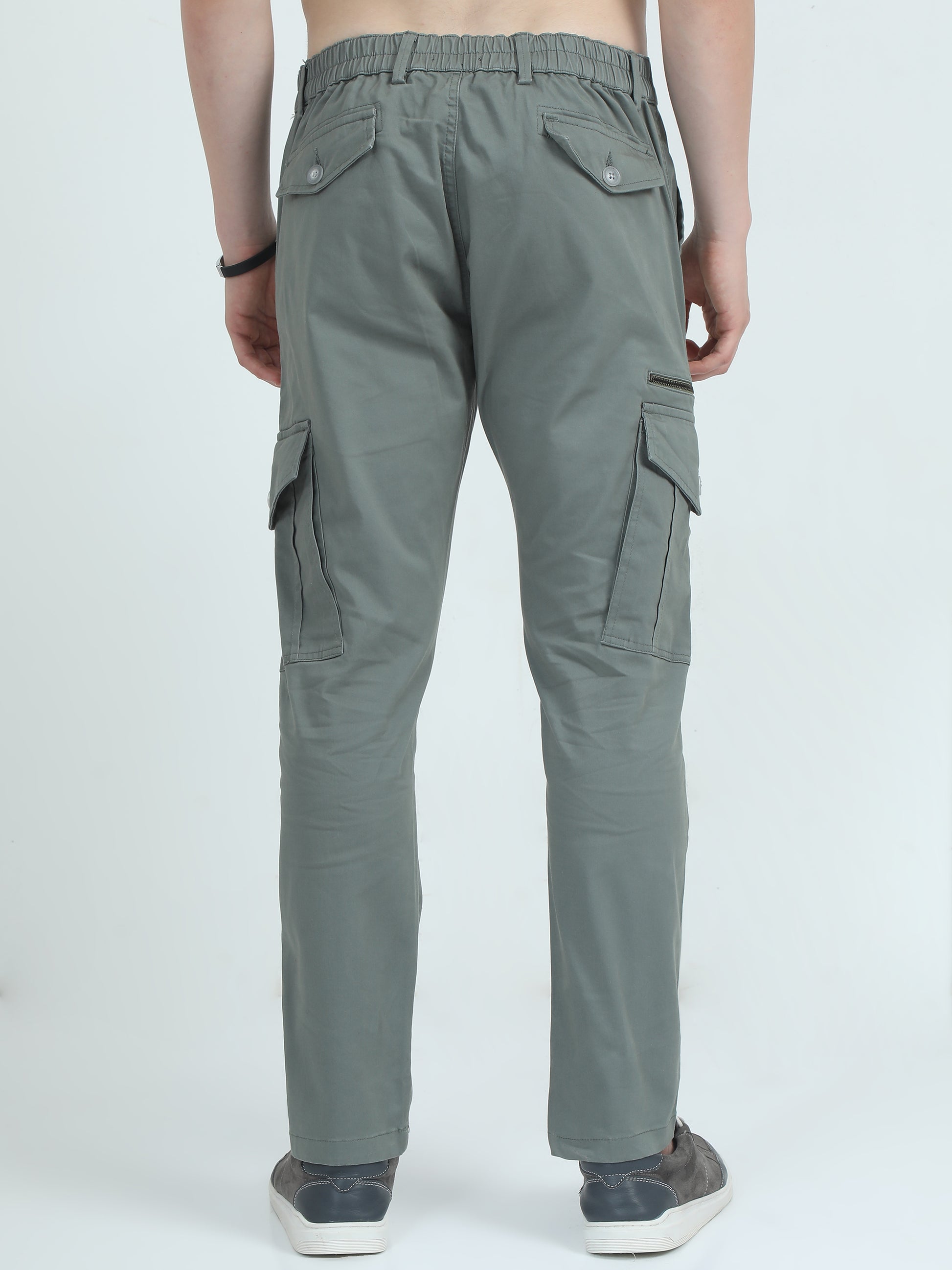 Slim Fit Olive Cargo Pants For Men