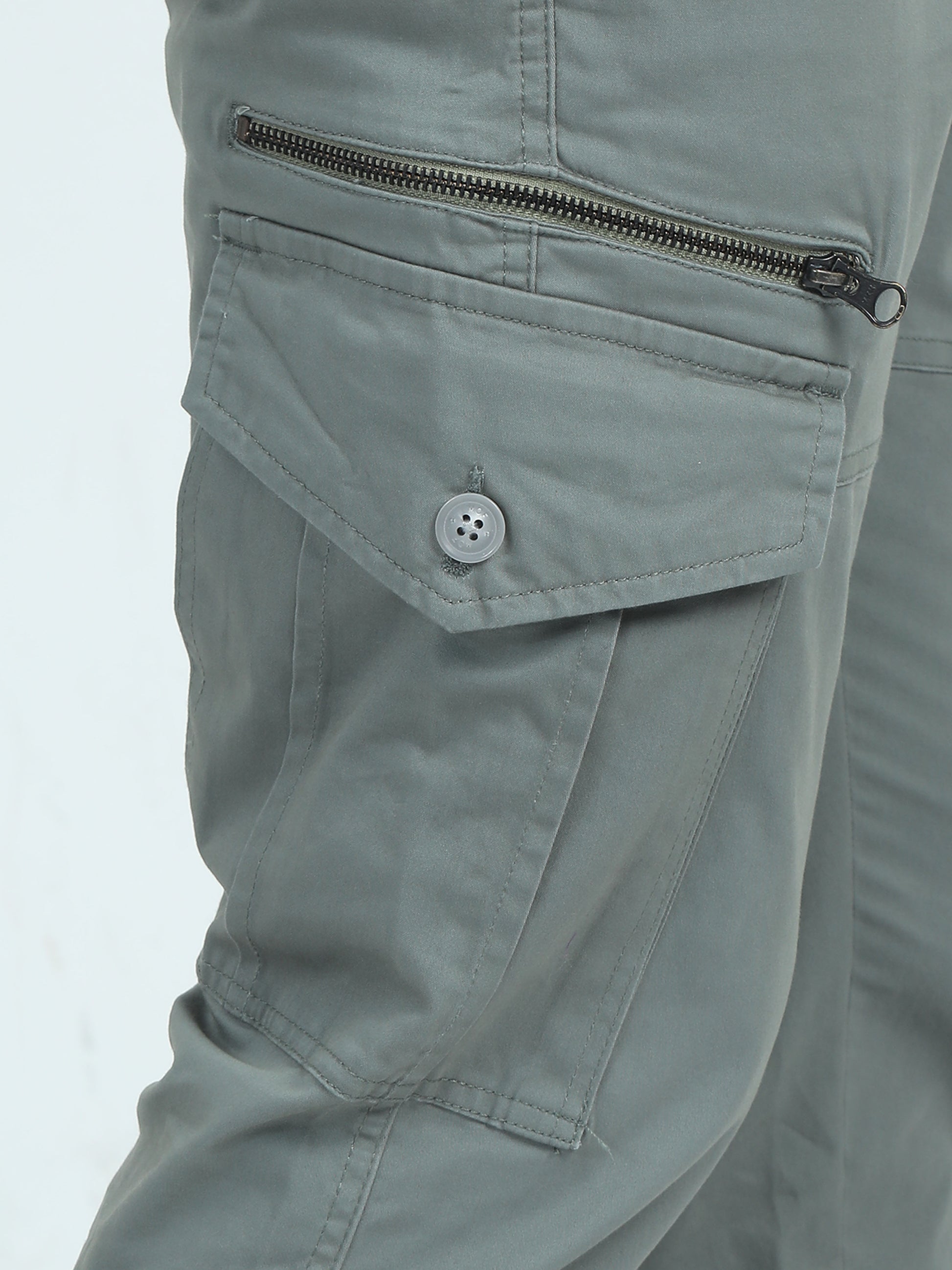 Slim Fit Olive Cargo Pants For Men