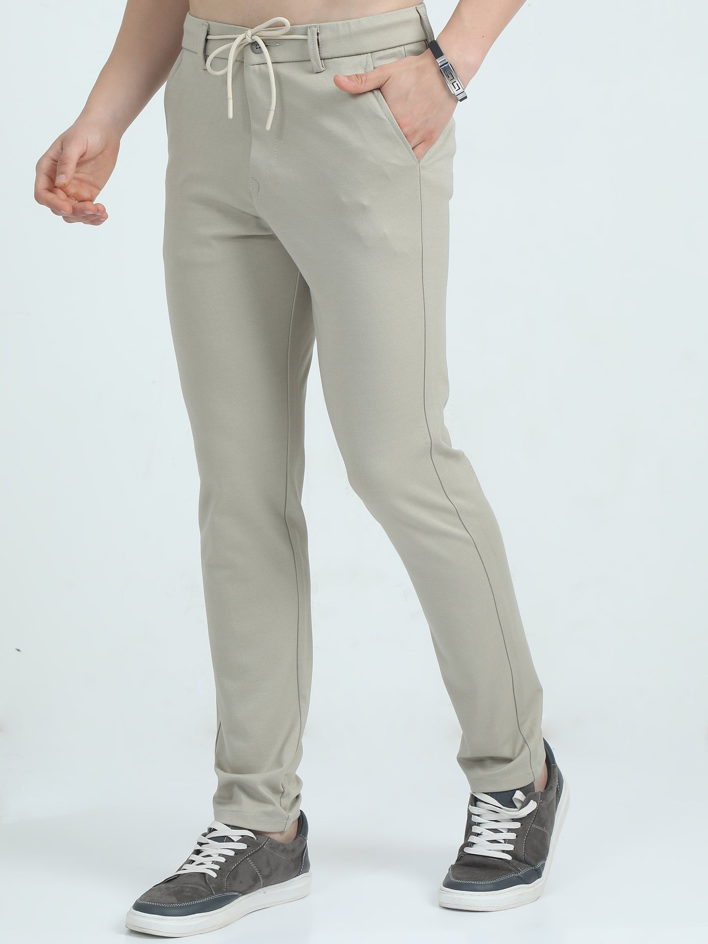 Beige Slim Fit Trouser For Men