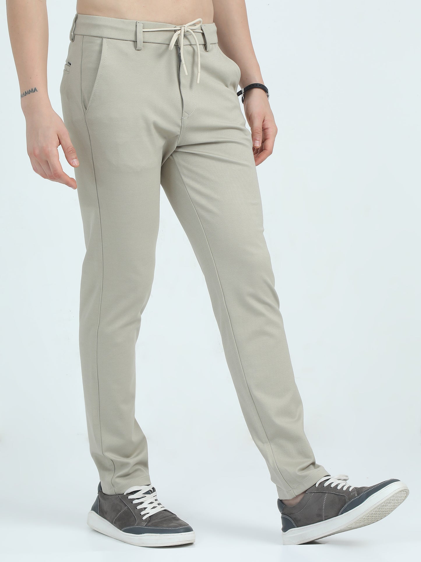 Beige Slim Fit Trouser For Men